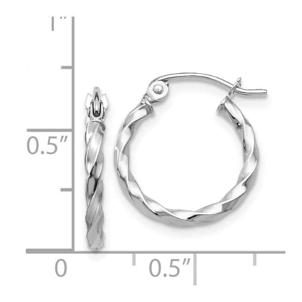 14k White Gold 15 mm WG Twist Polished Hoop Earring (0.91 grams)