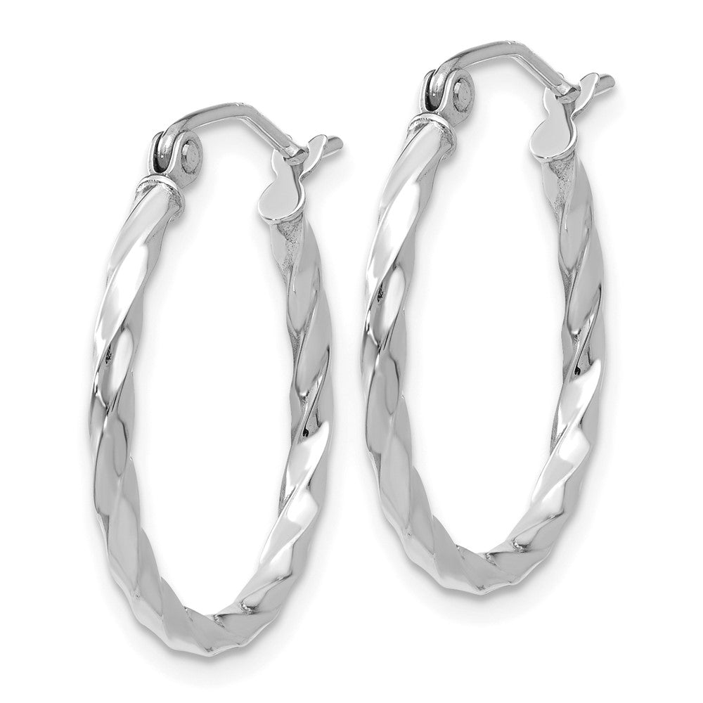 14k White Gold 20 mm WG Twist Polished Hoop Earring (1.19 grams)