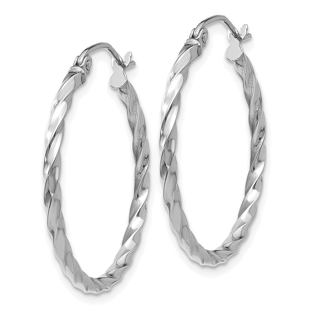 14k White Gold 25.5 mm WG Twist Polished Hoop Earring (1.53 grams)
