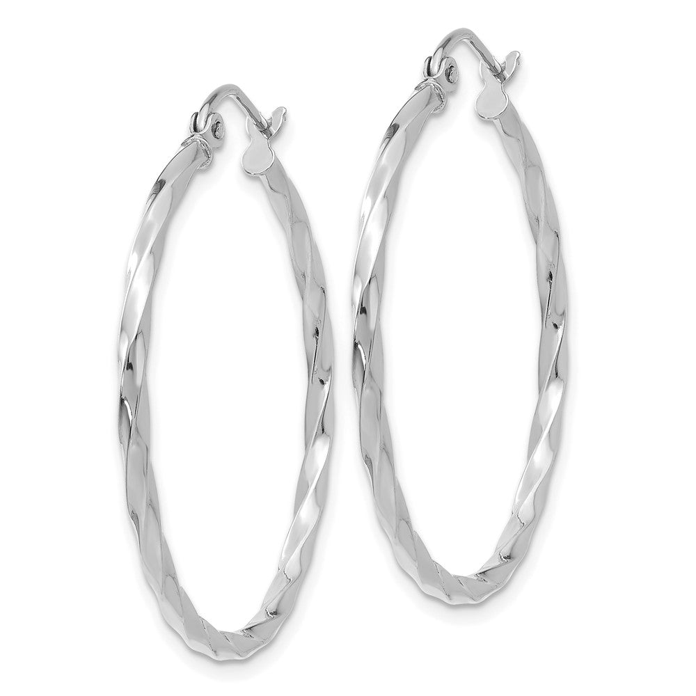 14k White Gold 30.5 mm WG Twist Polished Hoop Earring (1.82 grams)