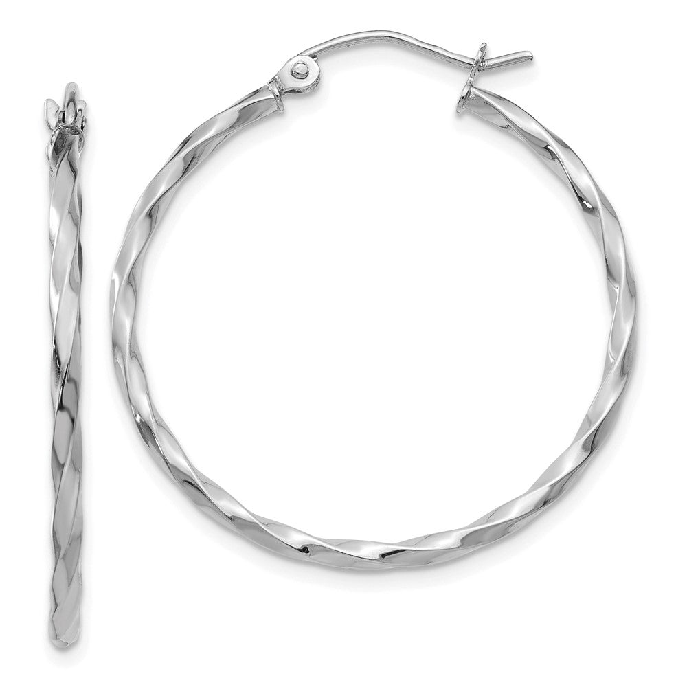 14k White Gold 30.5 mm WG Twist Polished Hoop Earring (1.82 grams)