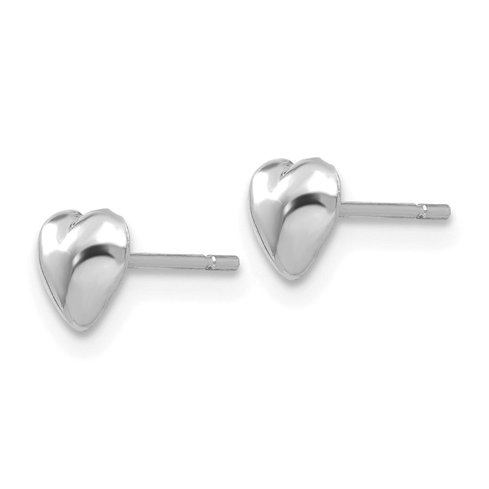 14k White Gold 4.75 mm Polished Heart Post Earrings (0.66 grams)