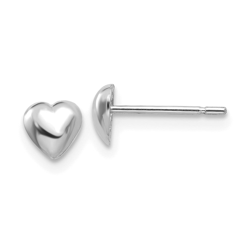 14k White Gold 4.75 mm Polished Heart Post Earrings (0.66 grams)