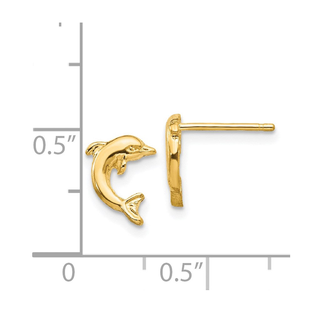 14k Yellow Gold 7 mm Dolphin Post Earrings (0.96 grams)