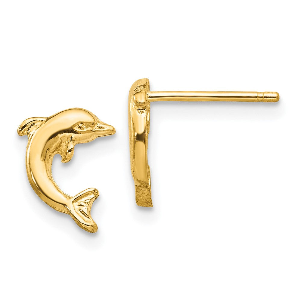 14k Yellow Gold 7 mm Dolphin Post Earrings (0.96 grams)