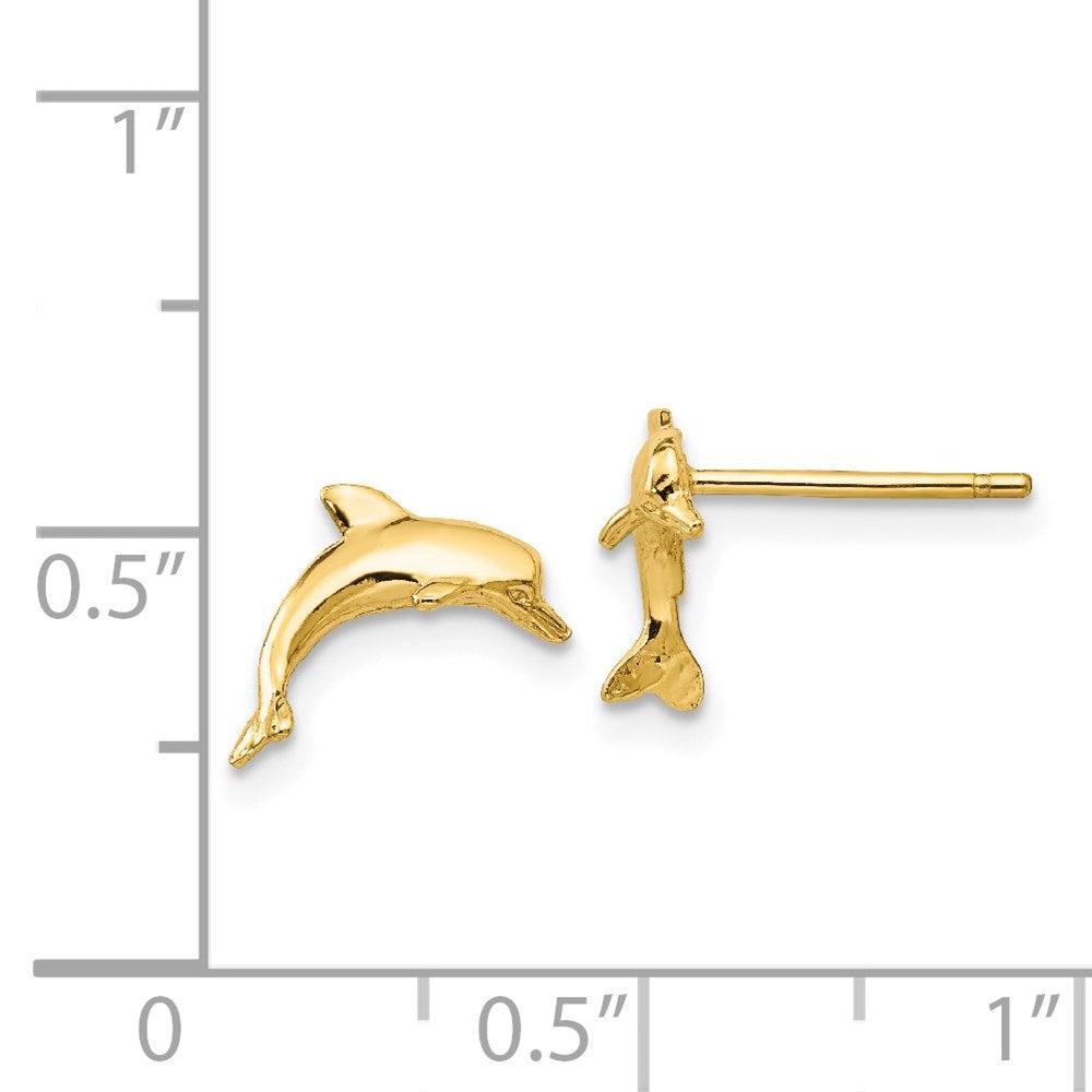 14k Yellow Gold 10 mm Dolphin Post Earrings (1.06 grams)