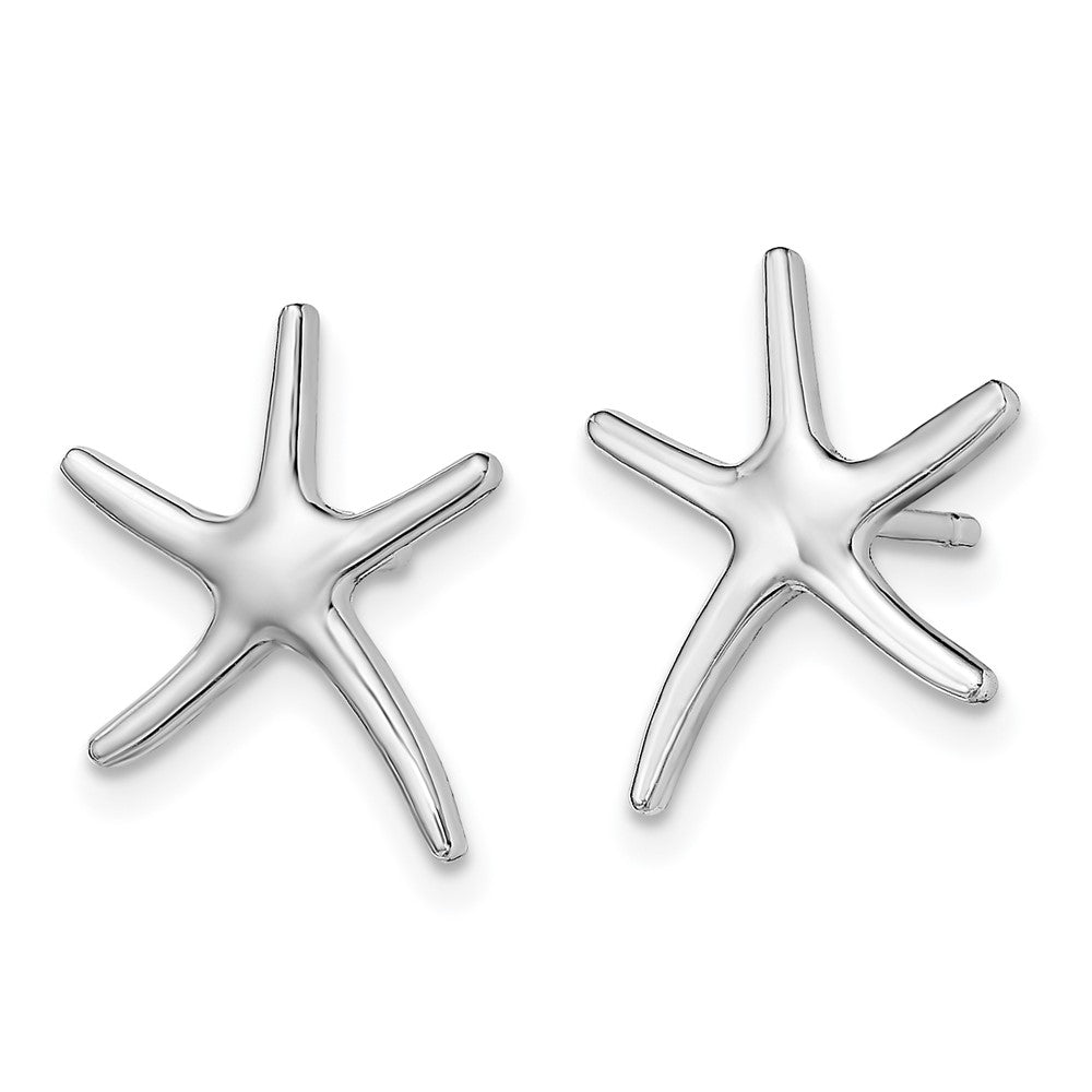 14k White Gold 12.15 mm Polished Mini Starfish Earrings (1.23 grams)