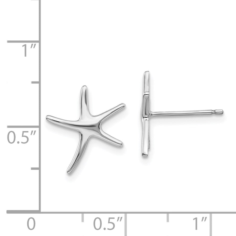 14k White Gold 12.15 mm Polished Mini Starfish Earrings (1.23 grams)