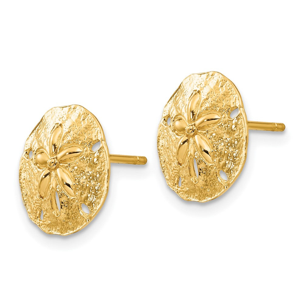 14k Yellow Gold 12 mm Sand Dollar Post Earrings (1.48 grams)