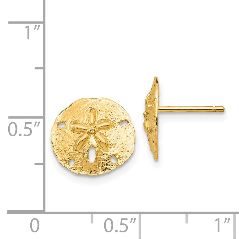 14k Yellow Gold 12 mm Sand Dollar Post Earrings (1.48 grams)