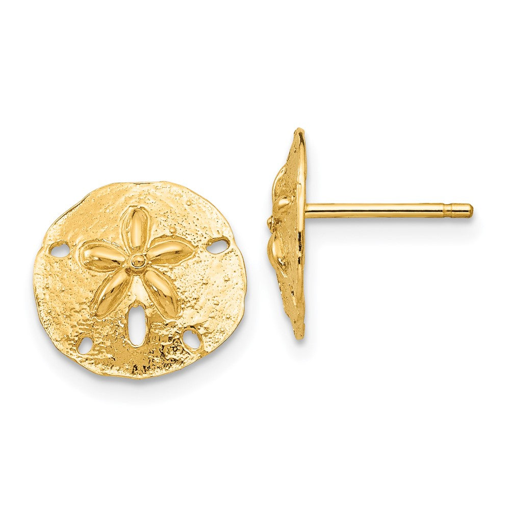14k Yellow Gold 12 mm Sand Dollar Post Earrings (1.48 grams)