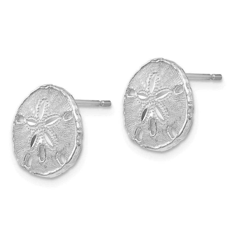 14k White Gold 11.55 mm Sand Dollar Post Earrings (1.54 grams)