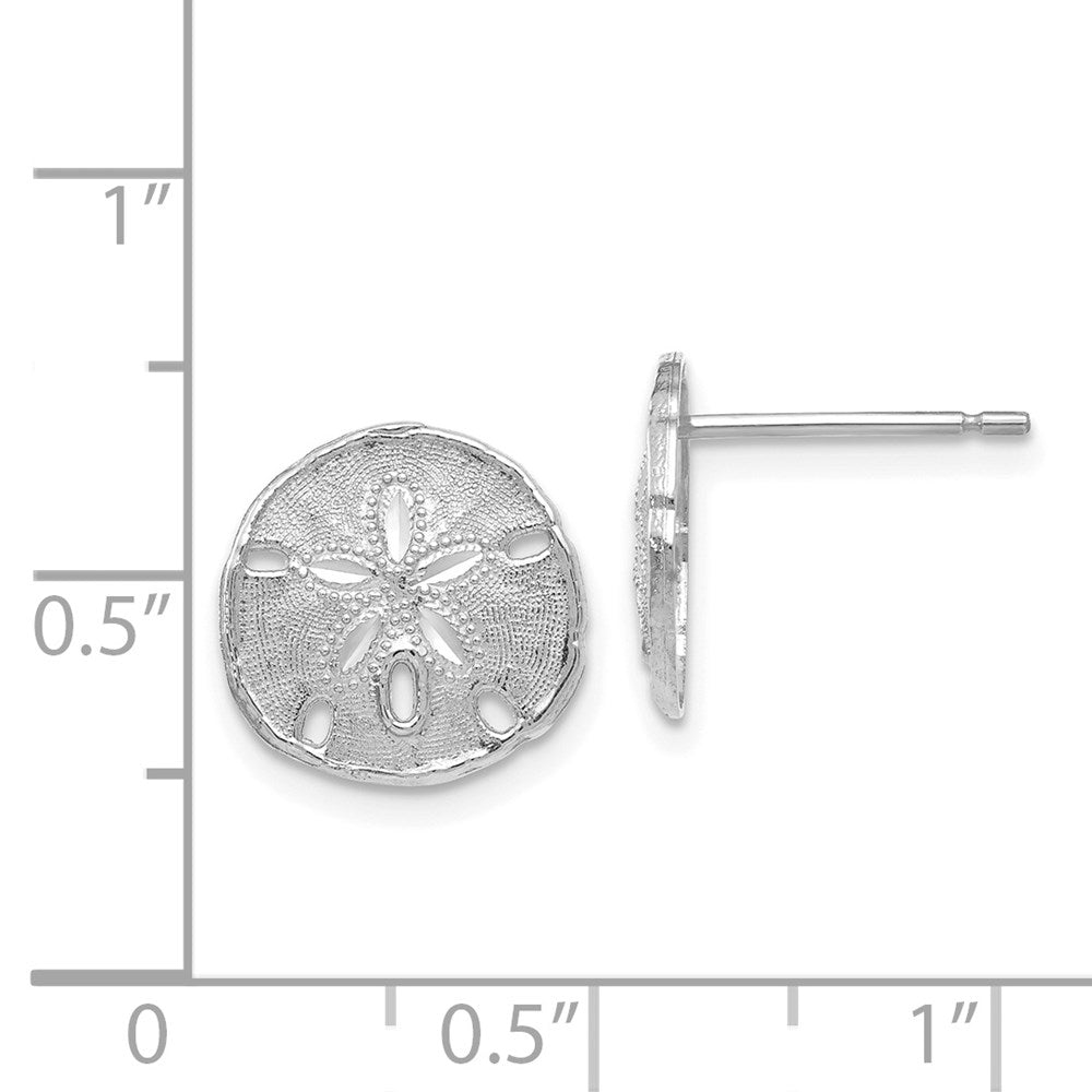 14k White Gold 11.55 mm Sand Dollar Post Earrings (1.54 grams)