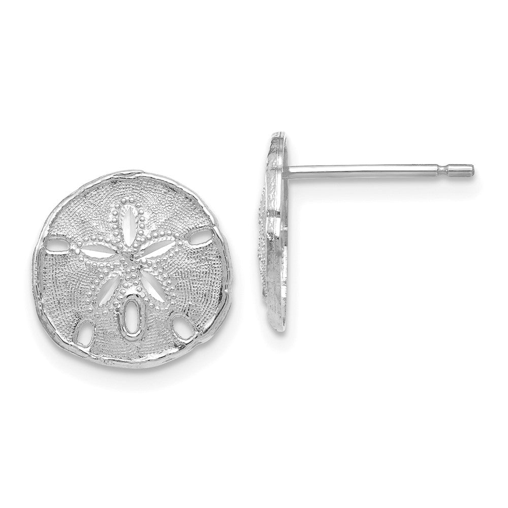 14k White Gold 11.55 mm Sand Dollar Post Earrings (1.54 grams)