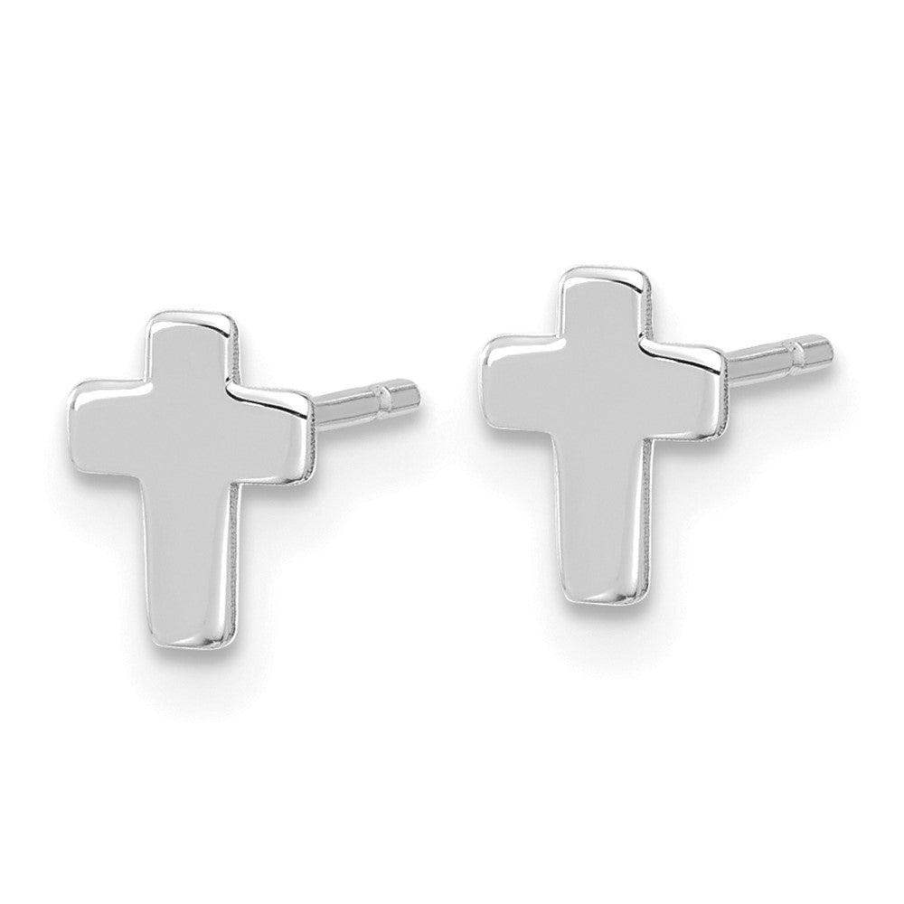 14k White Gold 5.5 mm Polished Cross Post Earrings (0.33 grams)