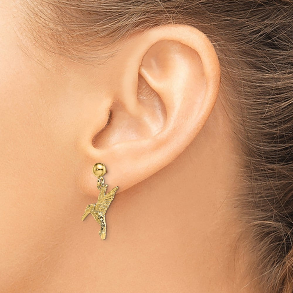 14k Yellow Gold 11.05 mm ngbird Post Dangle Earrings (2.28 grams)