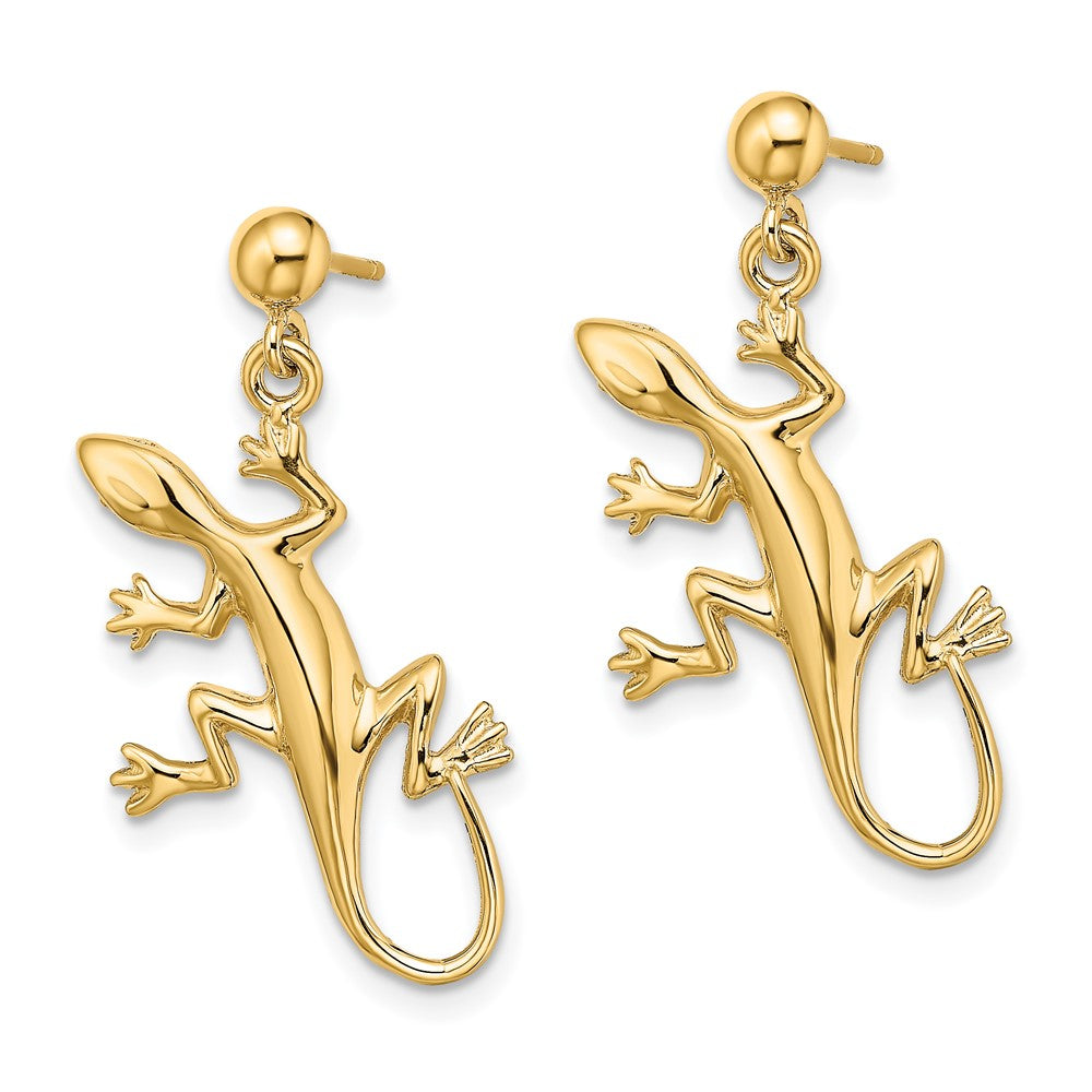 14k Yellow Gold 15 mm Polished Gecko Dangle Earrings (3.3 grams)