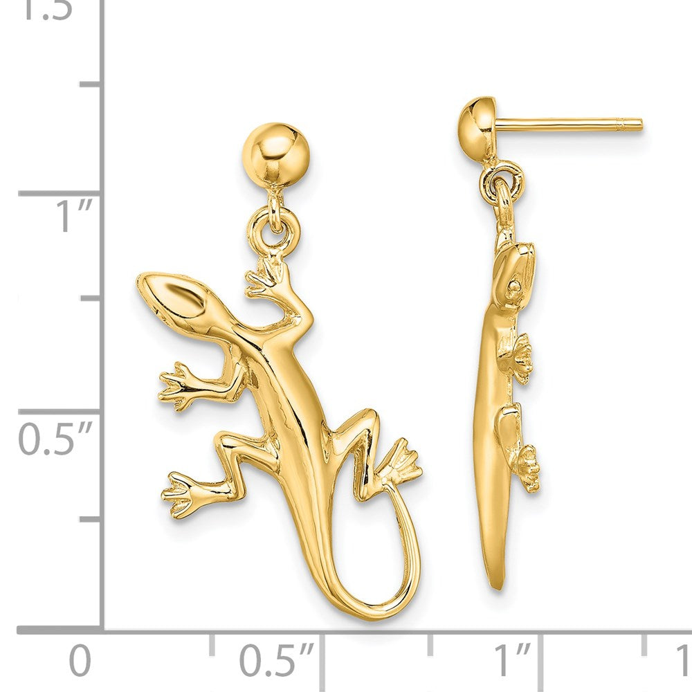 14k Yellow Gold 15 mm Polished Gecko Dangle Earrings (3.3 grams)