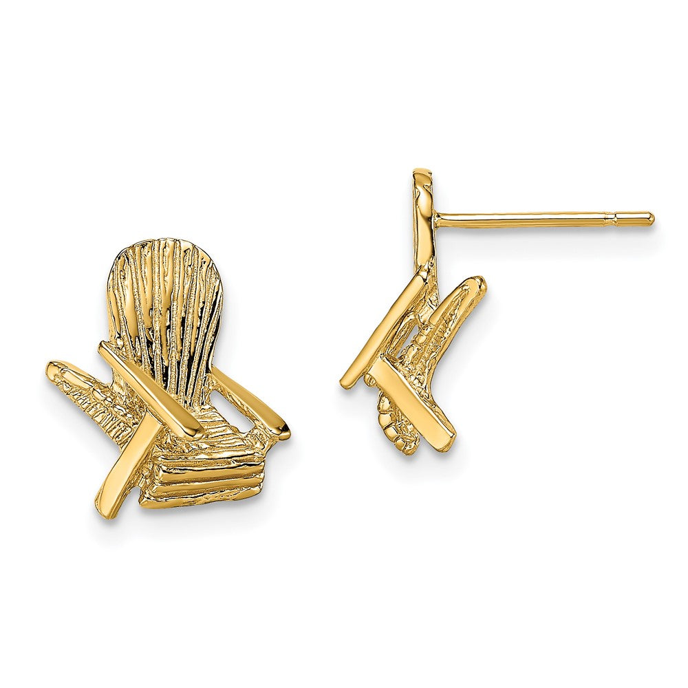 14k Yellow Gold 10.35 mm 2-D Beach Chair Post Earring (2.11 grams)