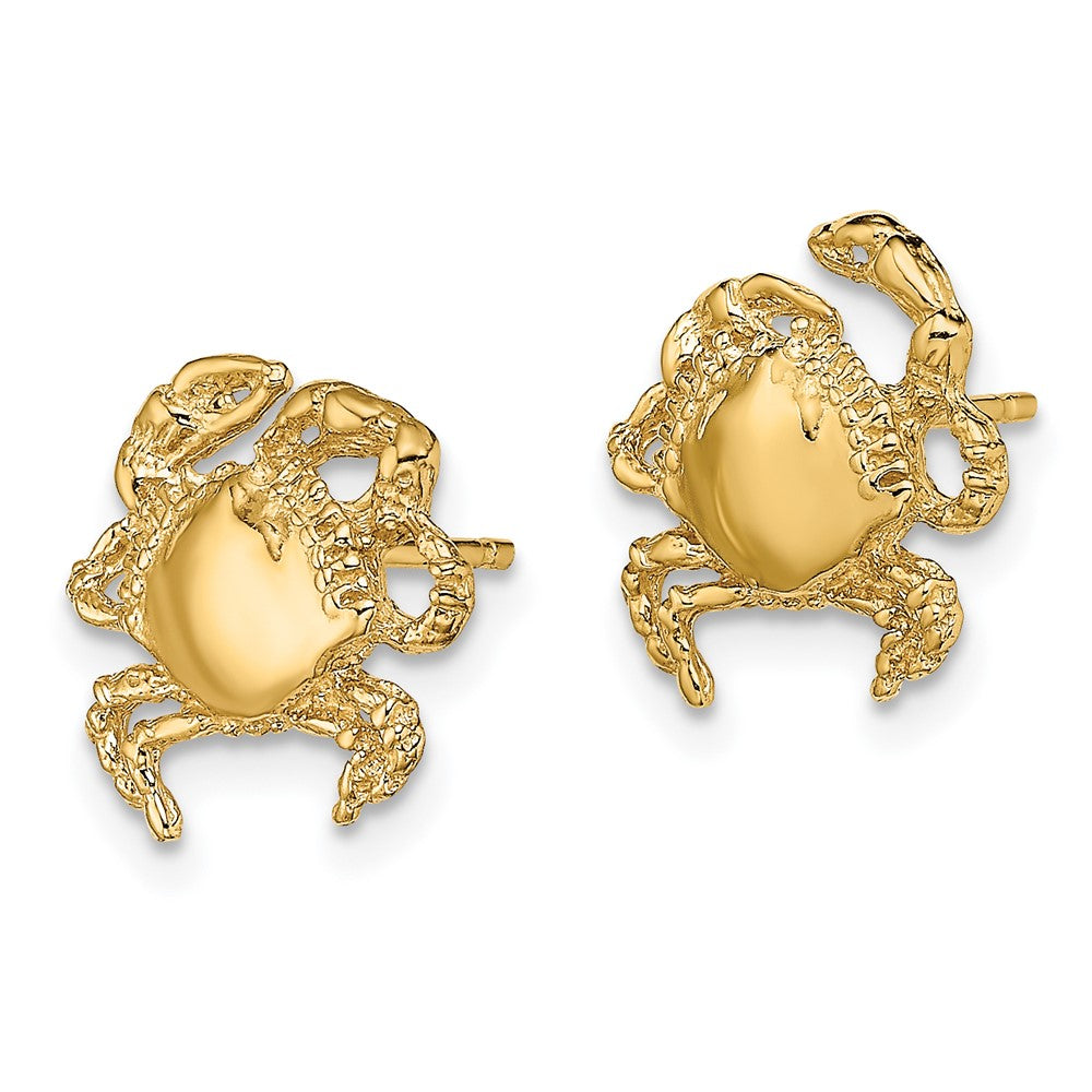 14k Yellow Gold 12.4 mm 2-D / Polished Crab Post Earrings (1.99 grams)