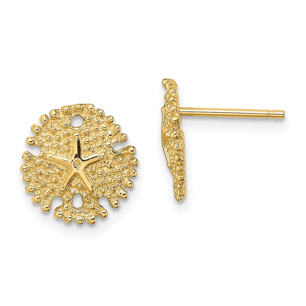 14k Yellow Gold 10.3 mm Textured Sand Dollar Post Earrings (1.42 grams)