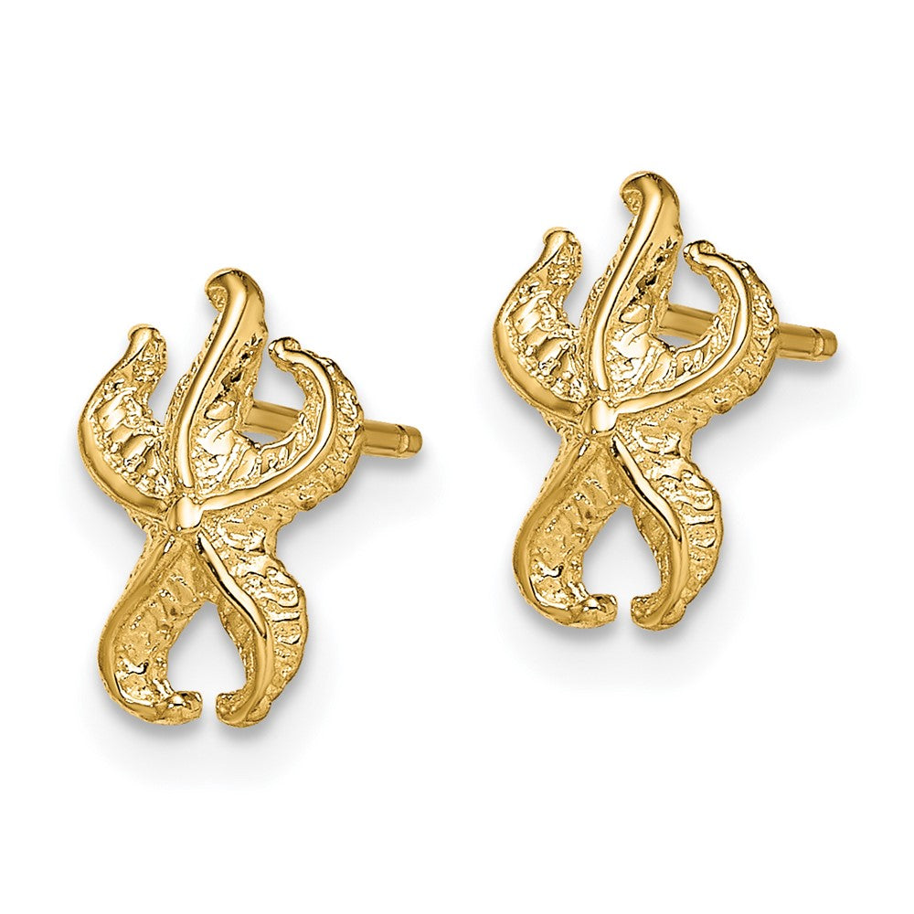 14k Yellow Gold 6.5 mm Starfish Post Earrings (1.07 grams)