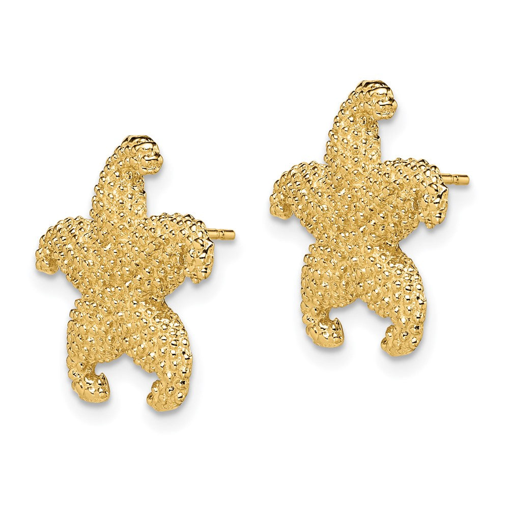 14k Yellow Gold 17.9 mm Puffed Starfish Post Earrings (3.79 grams)