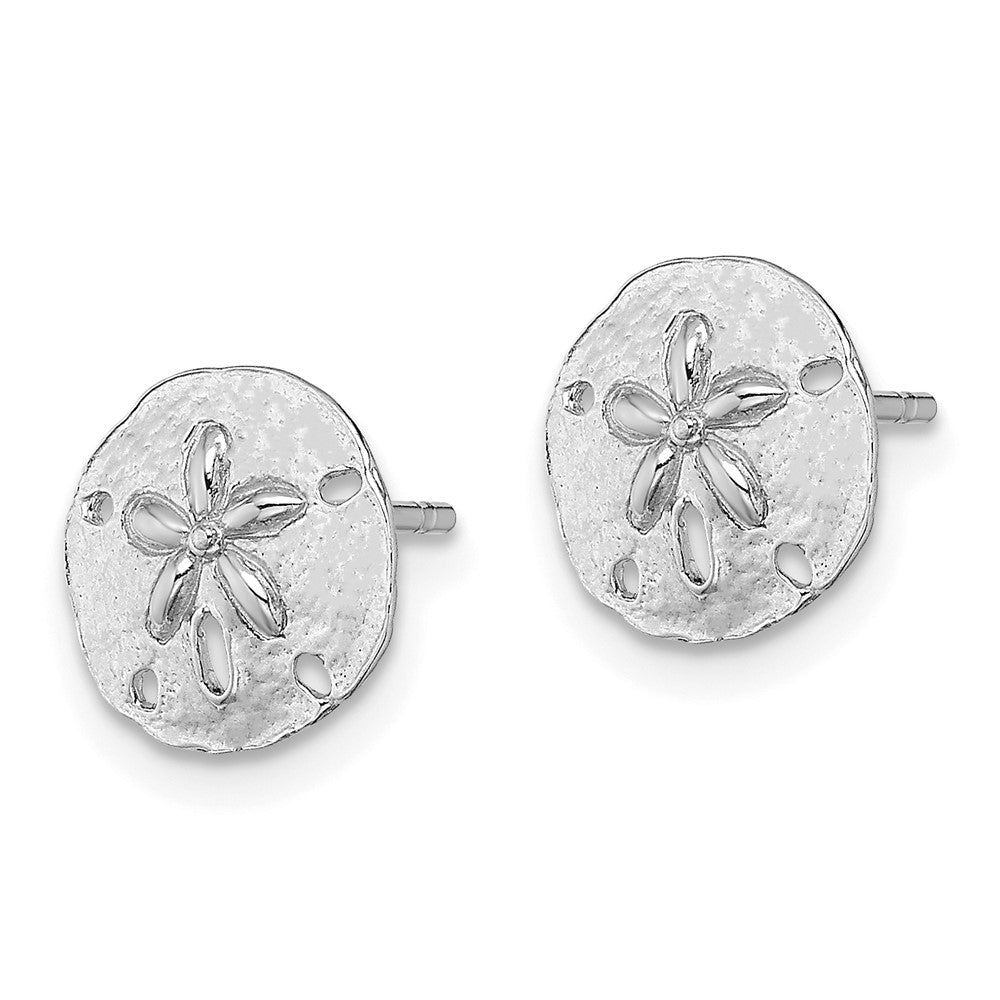 14k White Gold 9.15 mm Polished Mini Sand Dollar Post Earrings (0.9 grams)