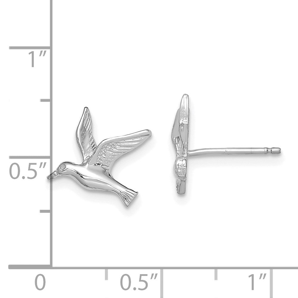 14k White Gold 11 mm Polished Seagull Post Earrings (1.34 grams)