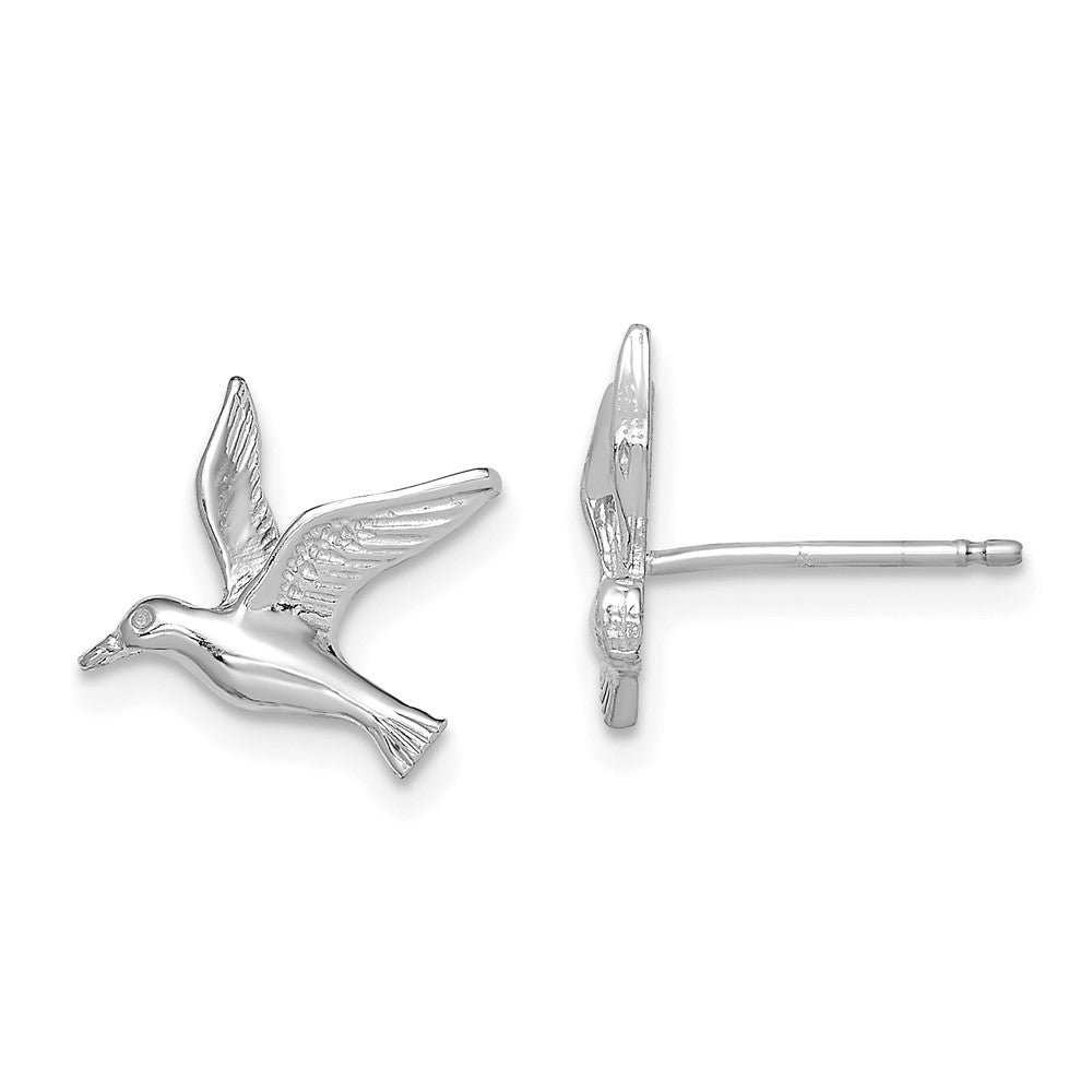 14k White Gold 11 mm Polished Seagull Post Earrings (1.34 grams)