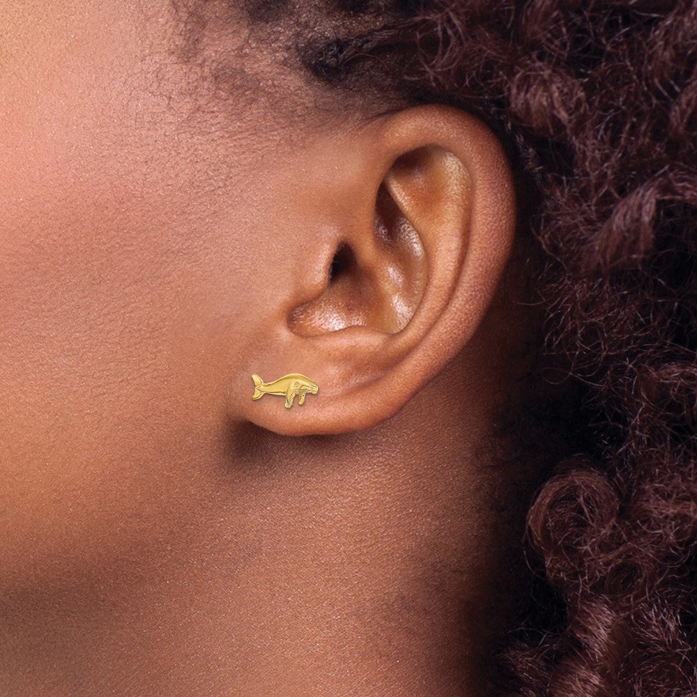 14k Yellow Gold 2 mm Whale Post Earrings (1.04 grams)
