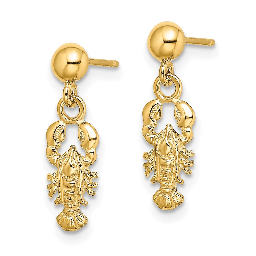 14k Yellow Gold 5.5 mm Lobster Post Dangle Earrings (1.69 grams)