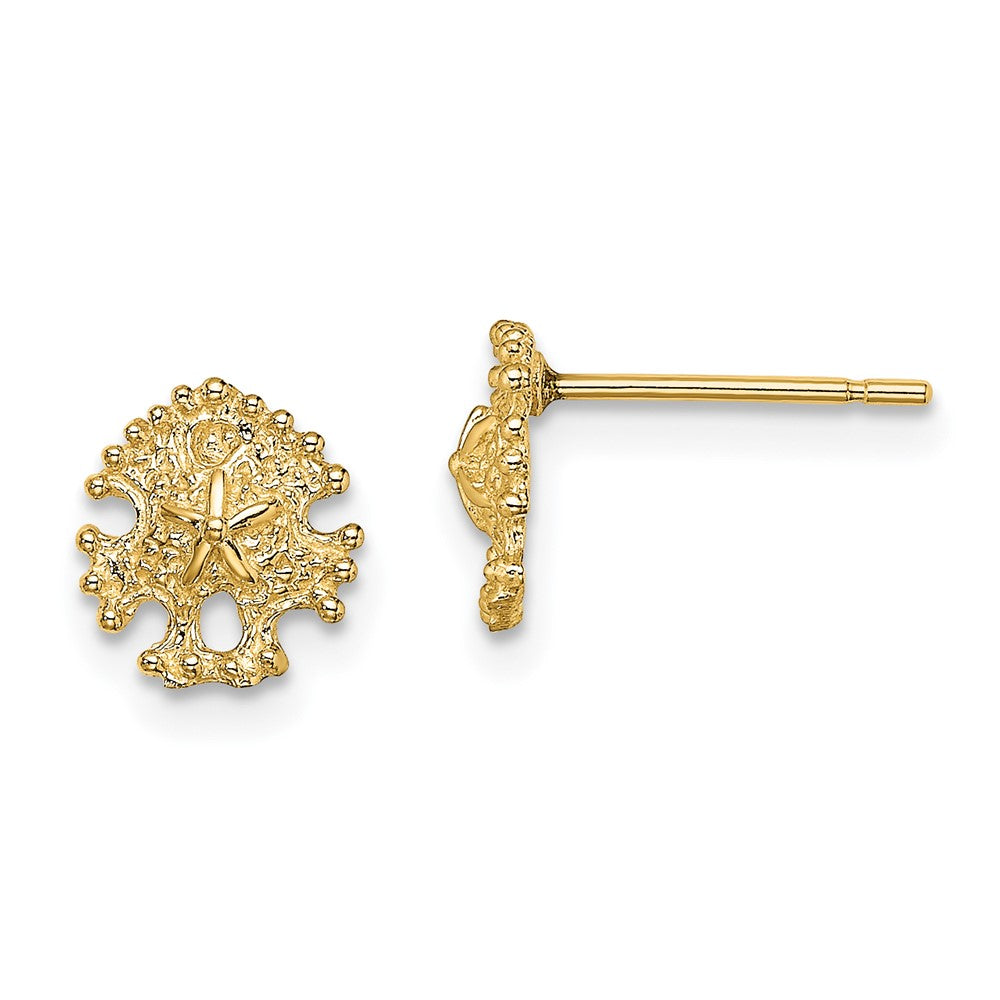 14k Yellow Gold 7.15 mm Mini Sand Dollar Post Earrings (0.81 grams)