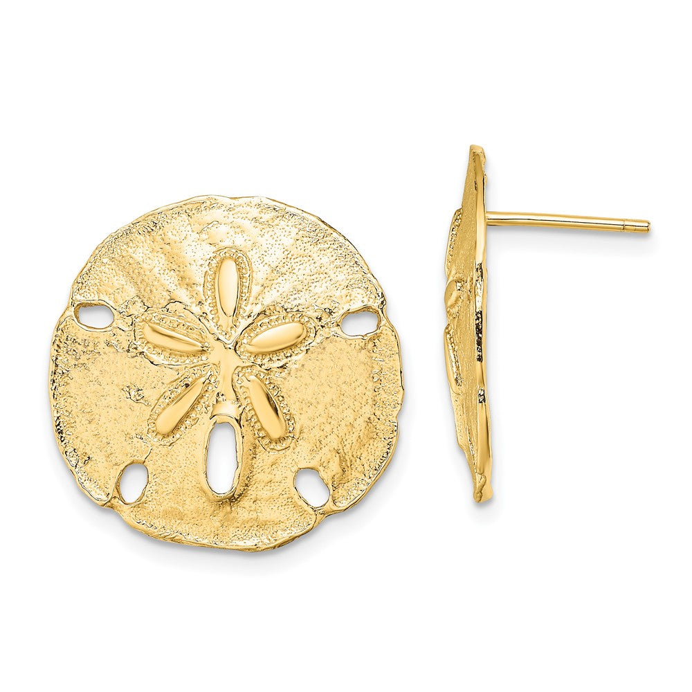 14k Yellow Gold 19.9 mm Polished Sand Dollar Post Earrings (6.12 grams)