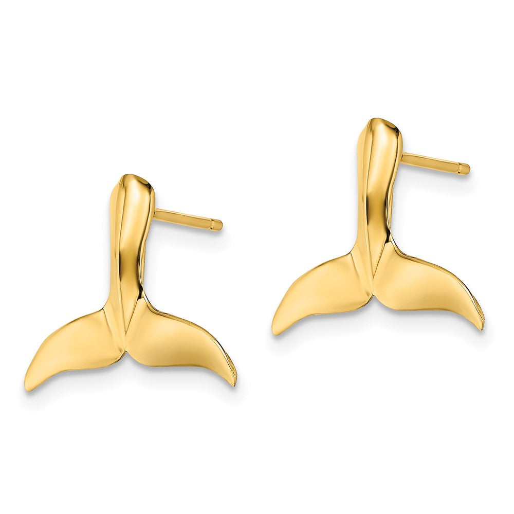 14k Yellow Gold 15.8 mm 2-D Whale Tail Post Earrings (1.62 grams)