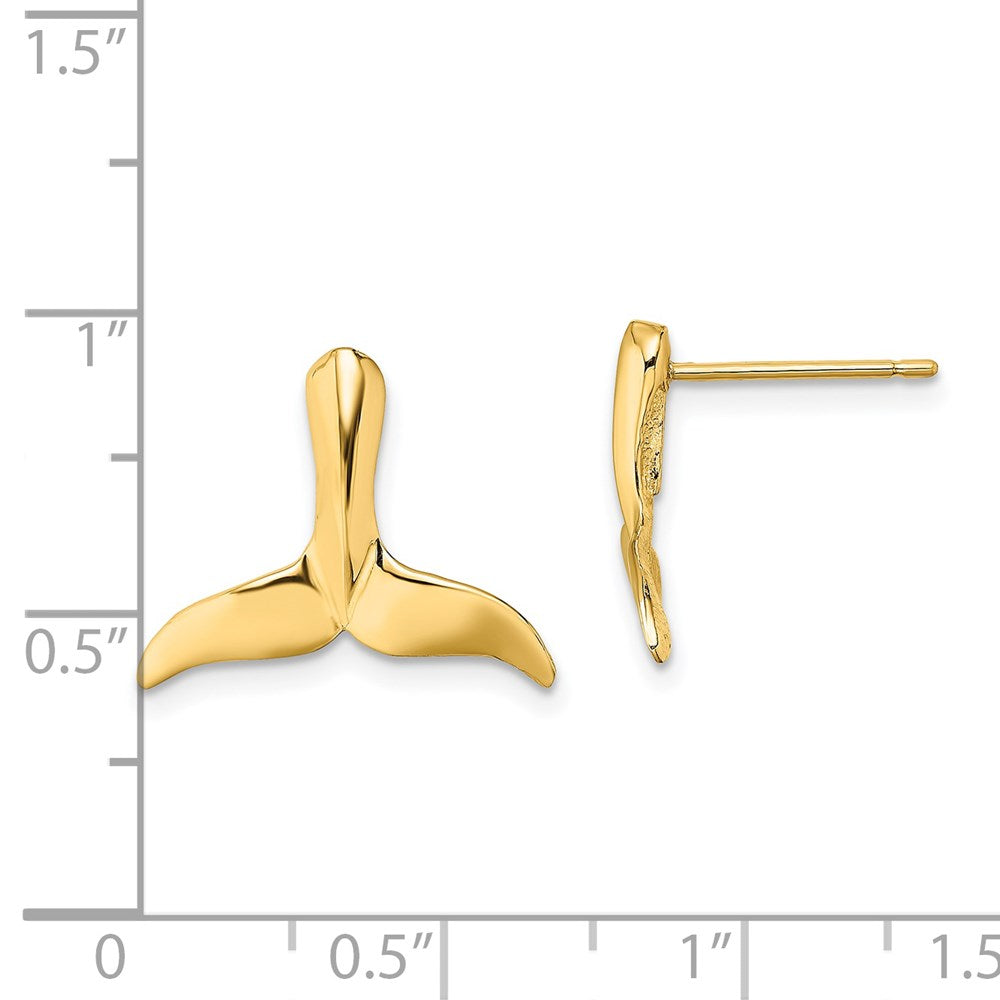 14k Yellow Gold 15.8 mm 2-D Whale Tail Post Earrings (1.62 grams)