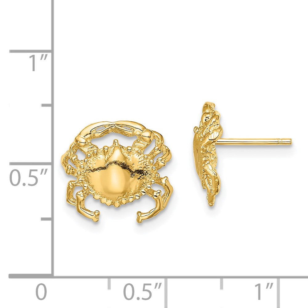 14k Yellow Gold 12.5 mm Polished / 2-D Crab Post Earrings (2.08 grams)