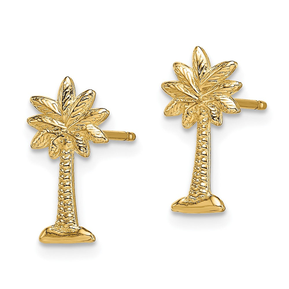14k Yellow Gold 7.1 mm Mini Palmetto Palm Tree Post Earrings (0.89 grams)