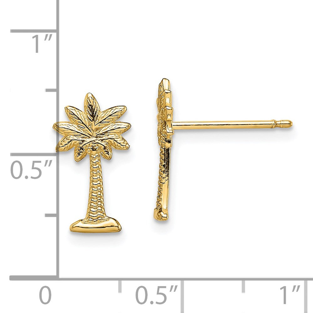 14k Yellow Gold 7.1 mm Mini Palmetto Palm Tree Post Earrings (0.89 grams)