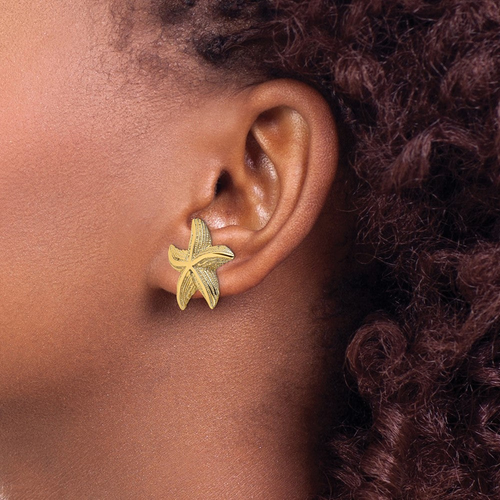 14k Yellow Gold 21.5 mm Starfish Post Earrings (6.22 grams)