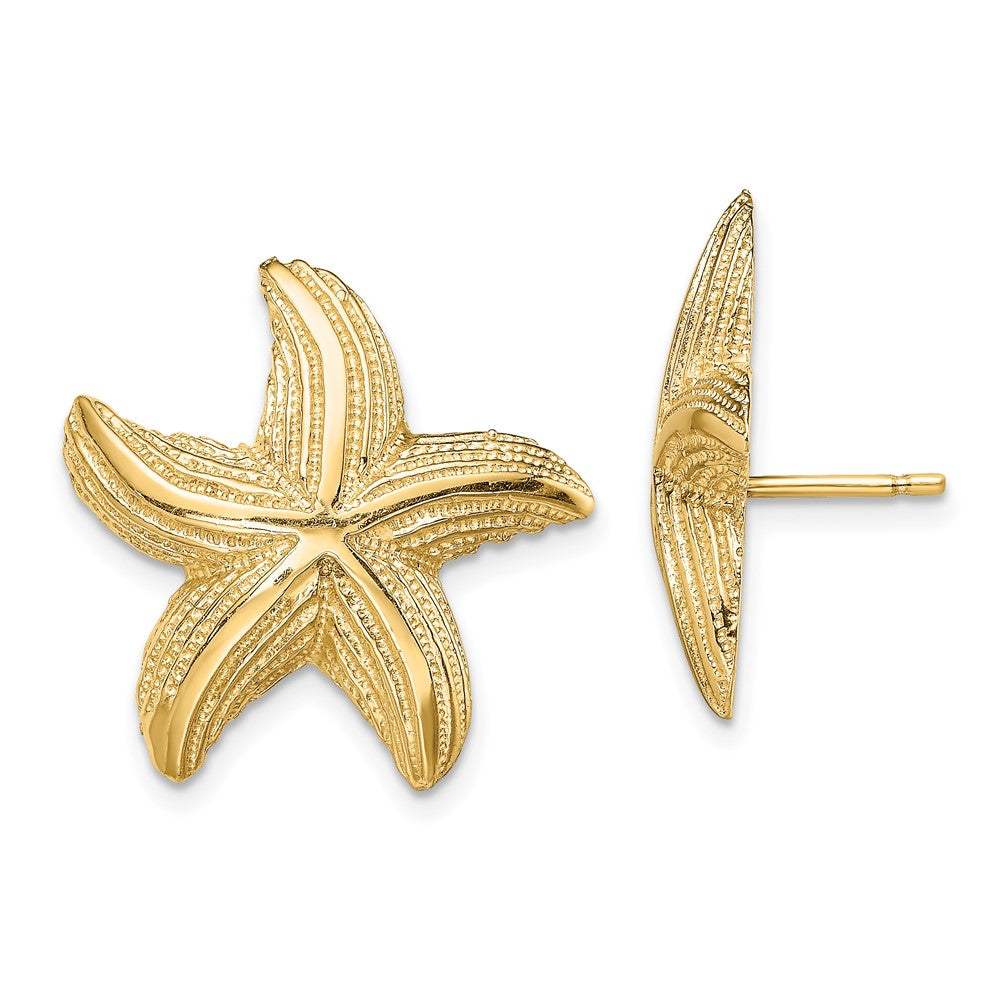 14k Yellow Gold 21.5 mm Starfish Post Earrings (6.22 grams)
