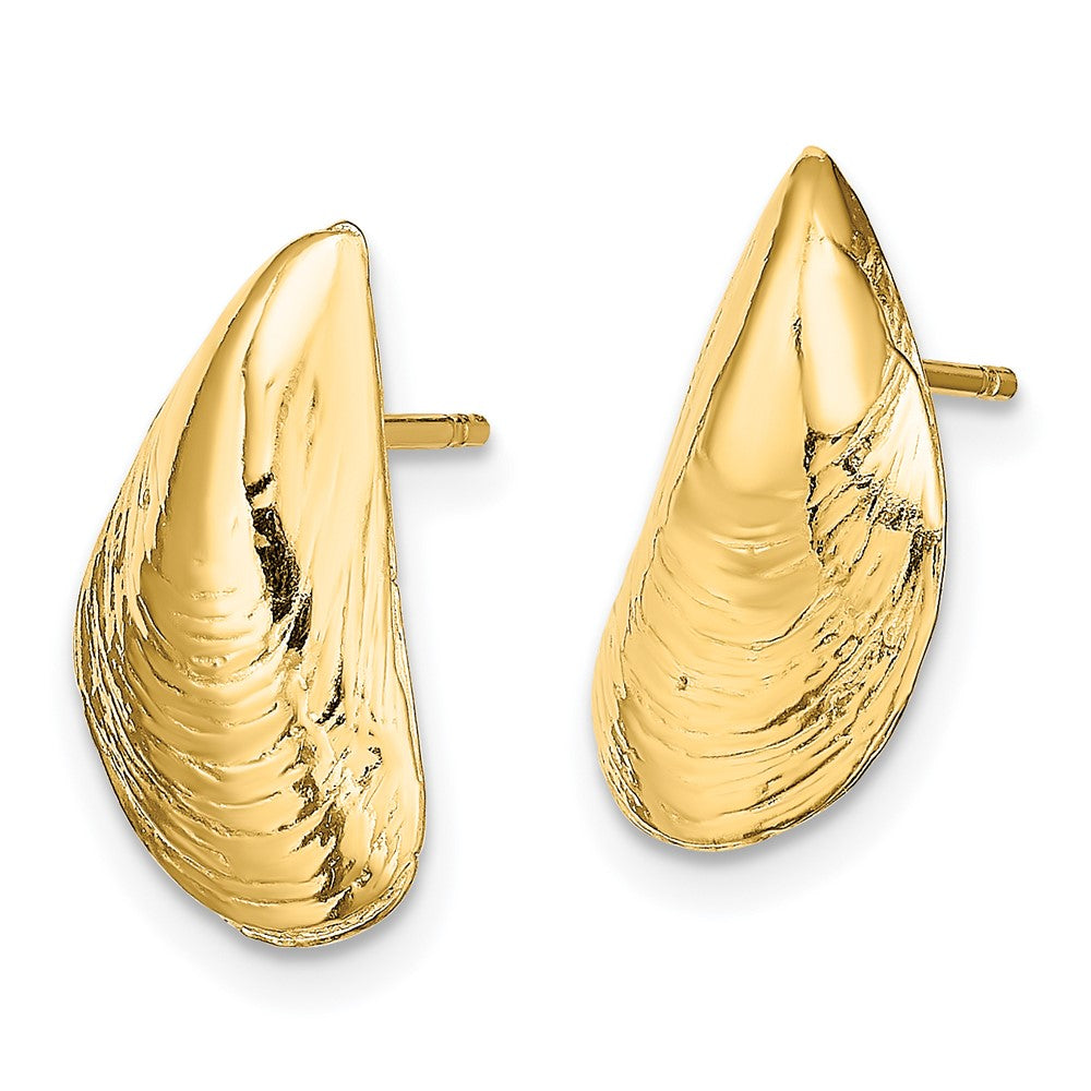 14k Yellow Gold 9.9 mm Mussel Shell Post Earrings (2.08 grams)
