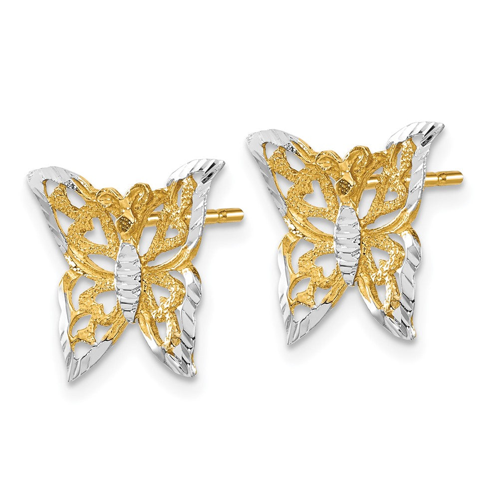 14k Yellow & Rhodium 30.8 mm Butterfly Post Earrings (1.84 grams)