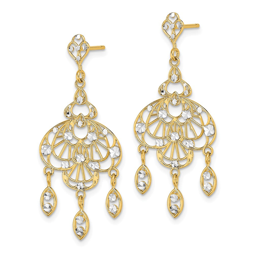 14k Yellow & Rhodium 36.2 mm D/C Chandelier Fancy Earrings (2.45 grams)