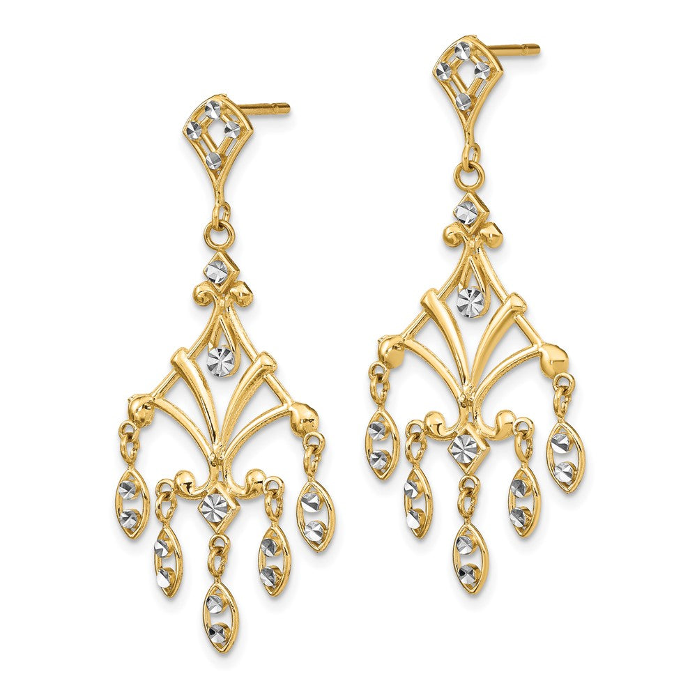 14k Yellow & Rhodium 37.7 mm D/C Chandelier Style Dangle Earrings (2.76 grams)