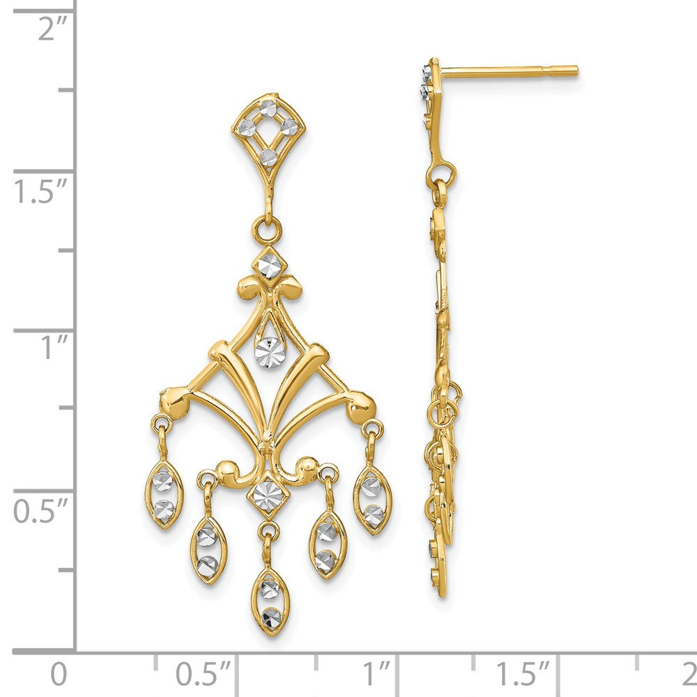 14k Yellow & Rhodium 37.7 mm D/C Chandelier Style Dangle Earrings (2.76 grams)
