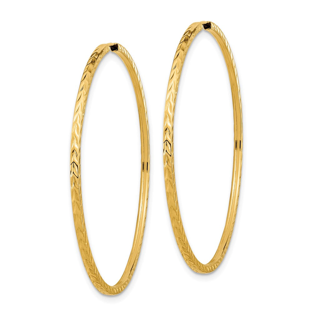 14k Yellow Gold 45 mm Diamond-cut Square Tube Endless Hoop Earrings (1.97 grams)