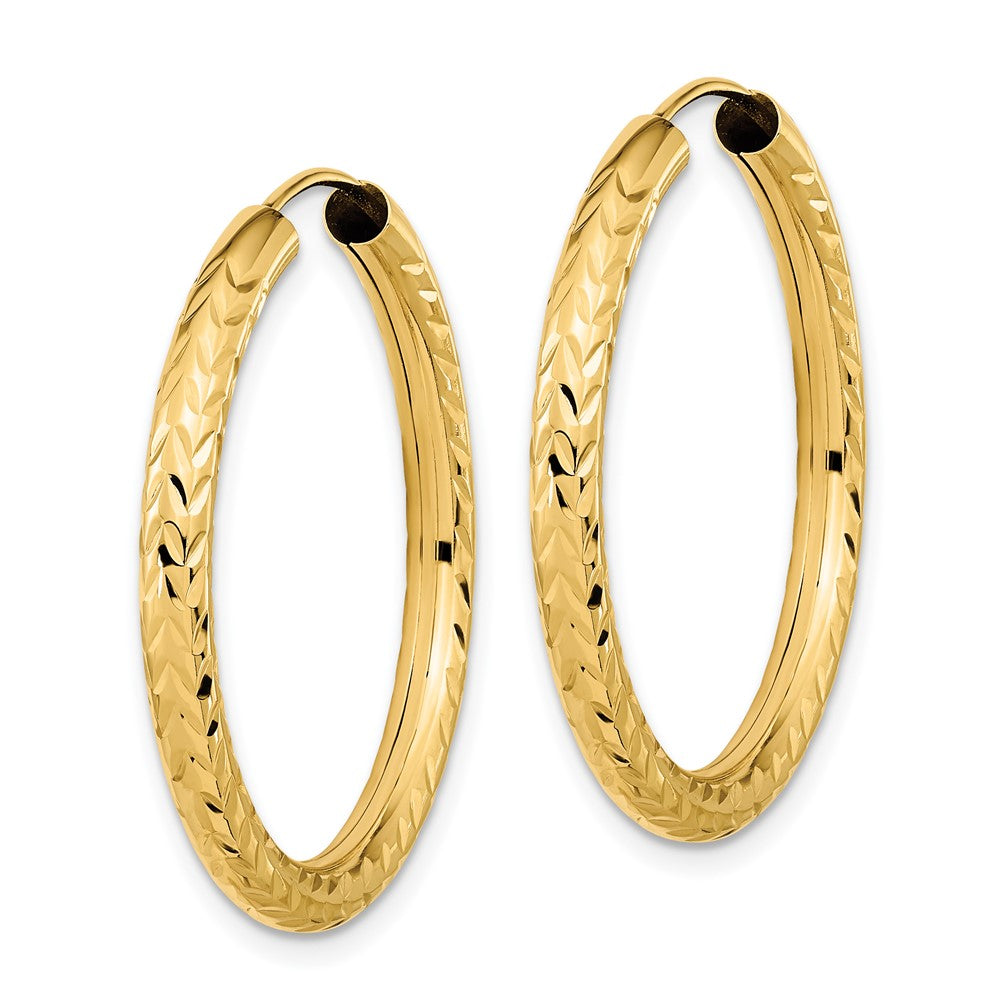 14k Yellow Gold 30 mm Polished & D/C Endless Hoop Earrings (1.87 grams)