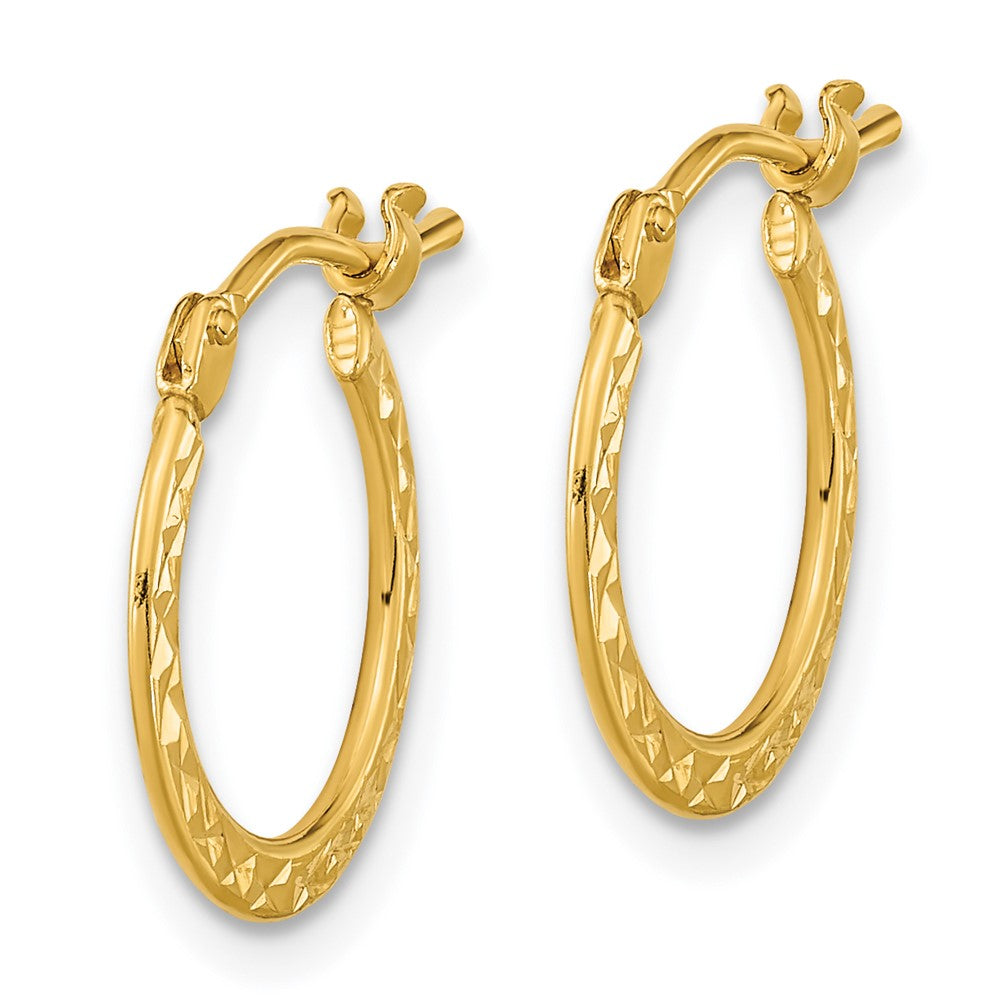 14k Yellow Gold 14.2 mm Gold Polished and Diamond-cut Hoop Earrings (0.79 grams)