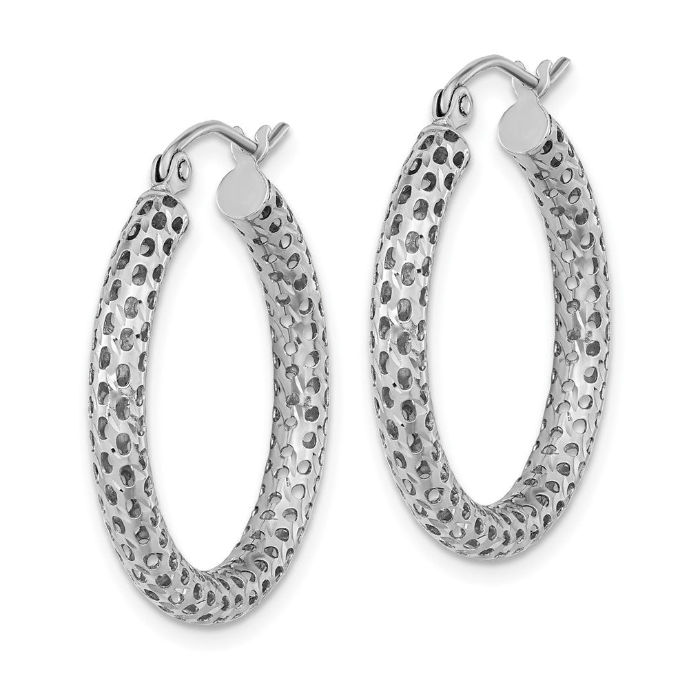 14k White Gold 25.6 mm Mesh Hoop Earrings (1.44 grams)